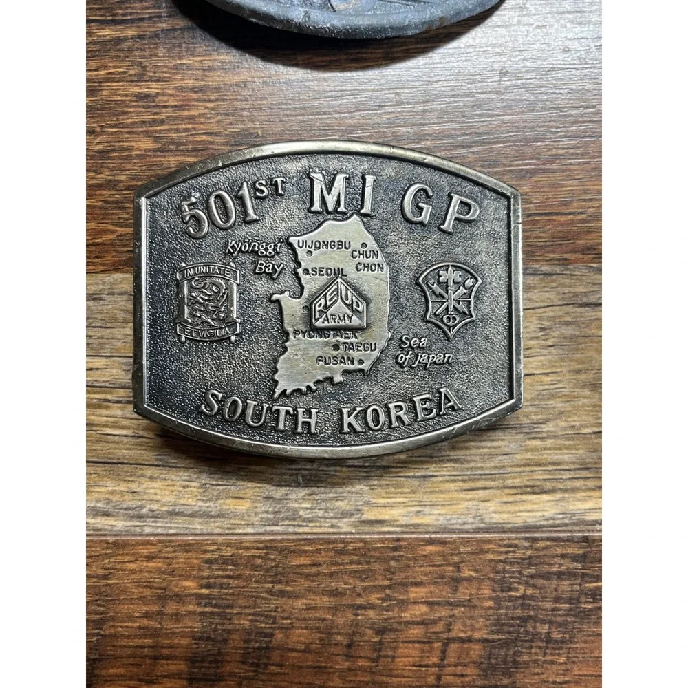 Vintage Belt Buckle Lot 501st MI GP Korea Arizona 1982 3/3 ACR Raleigh Lights